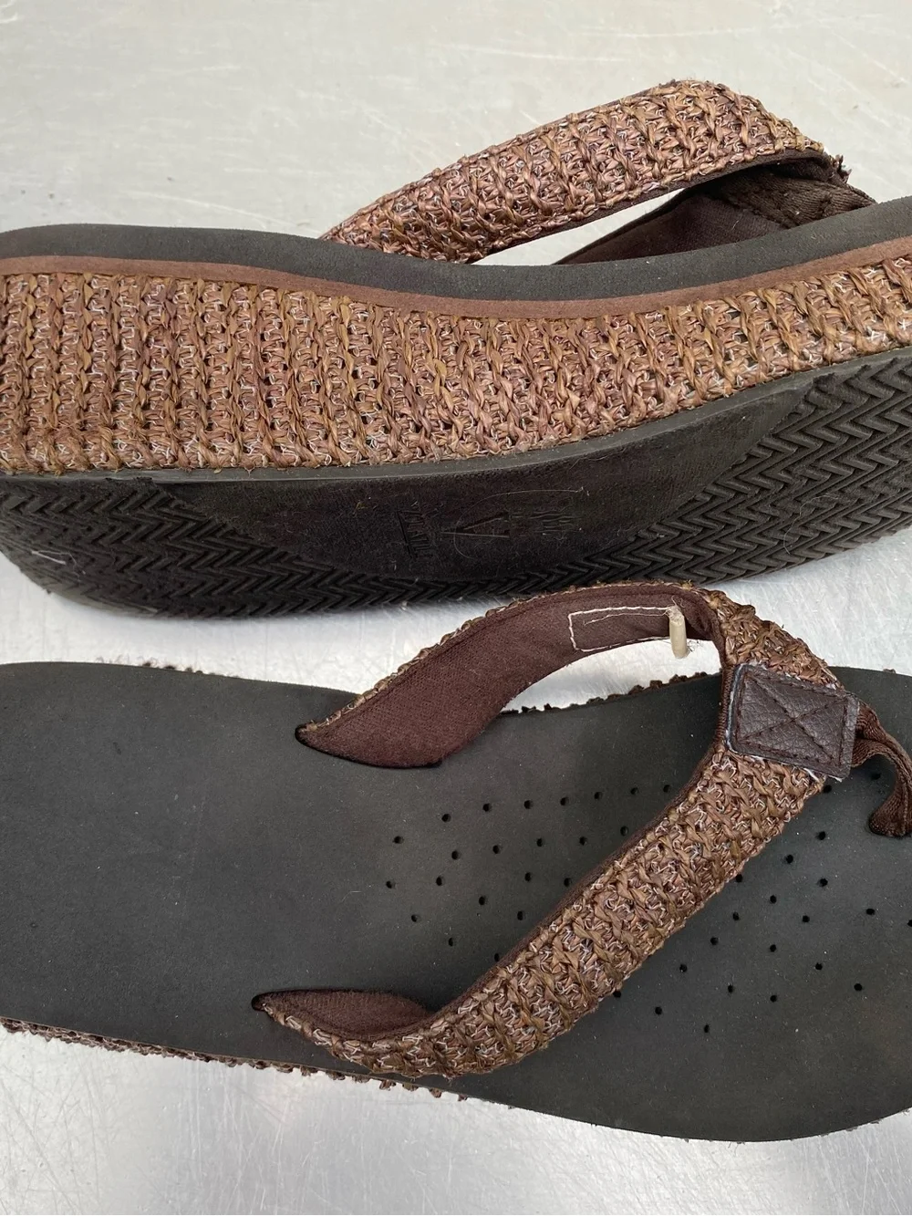 Volatile Woven Brown Flip Flop Sandals